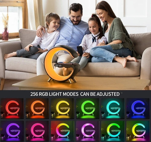 Caixa de Som Bluetooth e Carregador Sem Fio G Google LED RGB